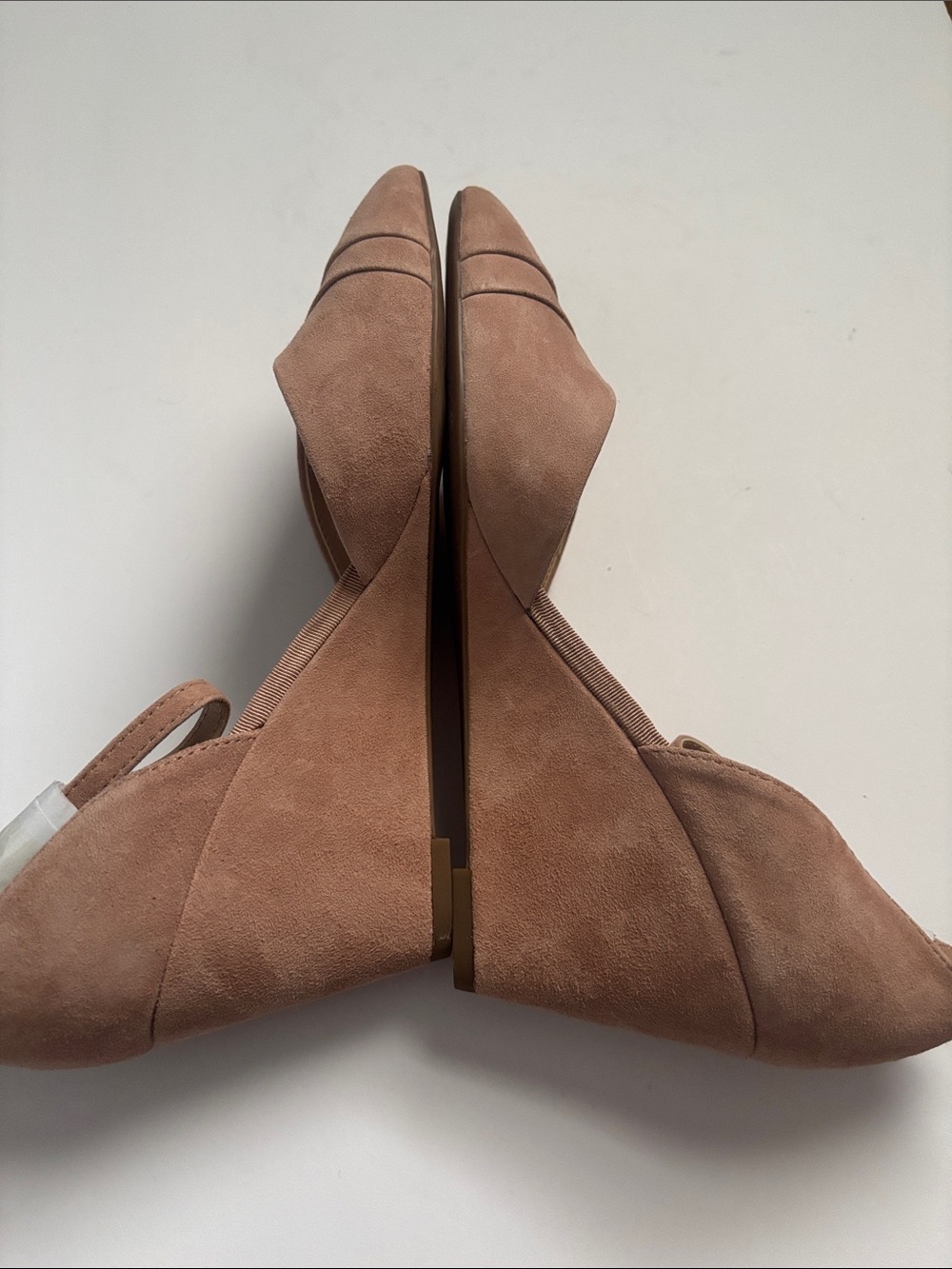 Franco Sarto Pointed-Toe Suede D'Orsay Heels in Nude - Picture 4 of 5